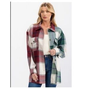 BiBi OVERSIZED BUTTON UP PLAID SHIRT SIZE LARGE NWOT